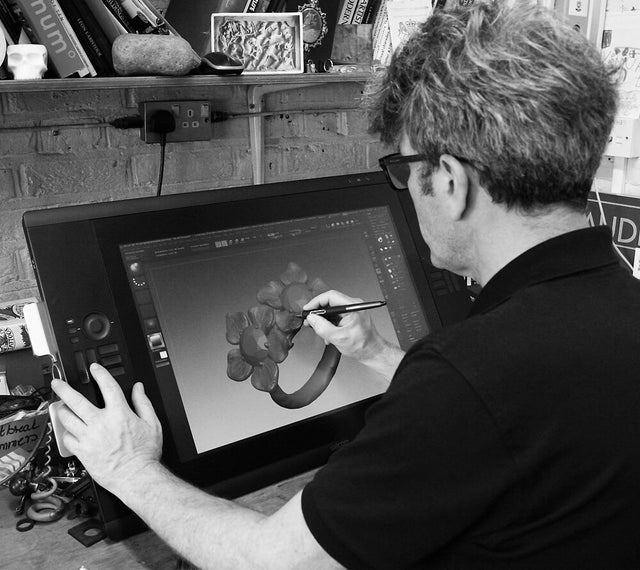 Stephen Einhorn is designing a ring for a Disney film on his computer.